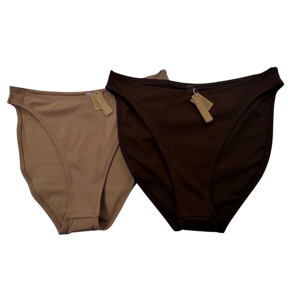 SKIMS Shaping Swim Dipped Bikini Bottom Lot of 2 Sienna Cocoa 2X - Picture 11 of 11
